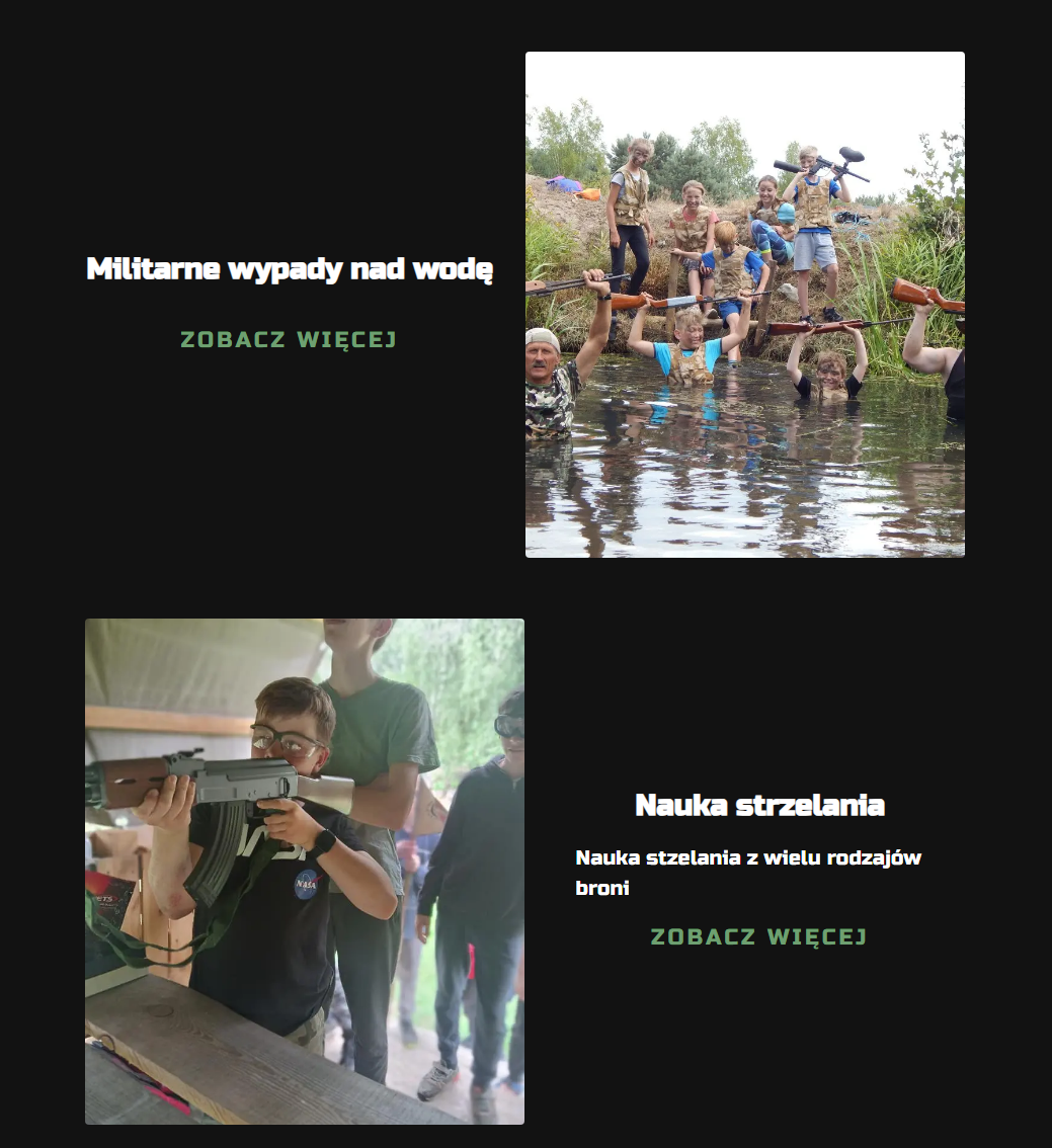 Activity highlights including water adventures and shooting lessons